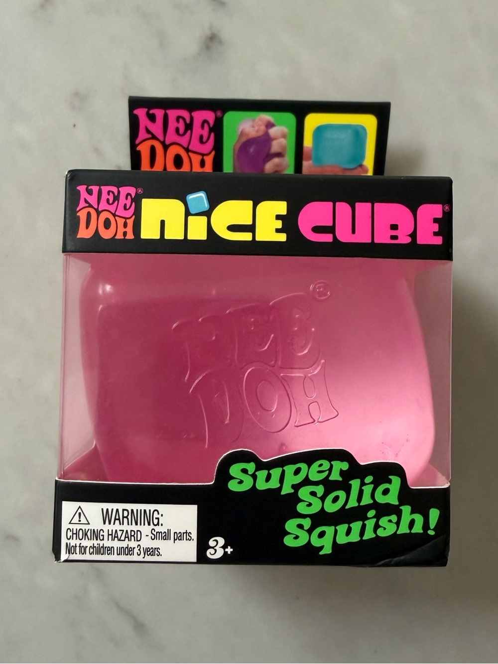 Nee Doh Needoh Nice Cube Super Solid Squish! Pink Toy Squishie